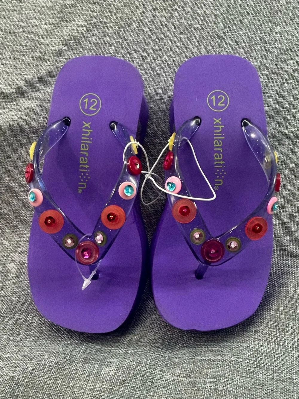 Xhilaration Purple Platform Flip Flops with Multicolor Button Accents - Women